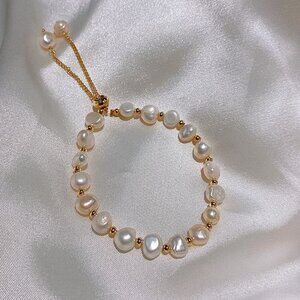 18K Gold Plated Freshwater Pearl Adjustable Bracelet